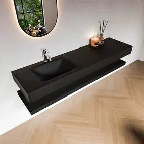 Zaro Alan badmeubel 170cm met planchet urban en vrijhangende wastafel cloud links 1 kraangat urban