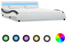 vidaXL Bedframe met LED kunstleer wit en zwart 160x200 cm