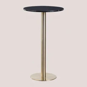 Ronde Hoge Bartafel In Marmer (ø60 Cm) Cosmopolitan Zwart & Champagne Goud - Sklum