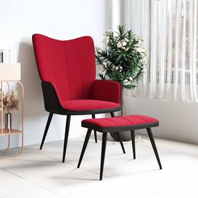 vidaXL Relaxstoel met voetenbank fluweel en PVC wijnrood