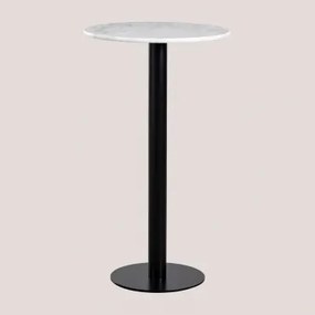 Ronde Hoge Bartafel Ø60 Cm In Rocher Marmer Zwart & Wit Marmer Guangxi - Sklum