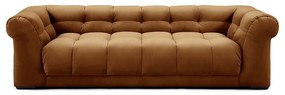 Rivièra Maison - Cobble Hill Sofa 3,5 Seater, velvet, cognac - Kleur: bruin