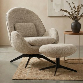 Draaibare Fauteuil Met Voetenbank Taupe