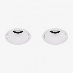 Set Van 2 Inbouw Led Downlights Met Ronde Frames Ø8 Cm In Luisiana Aluminium Wit & Warm Wit 3000k & 8 W & 38º - Sklum