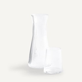 Karaf in transparant geribbeld glas, Strivi