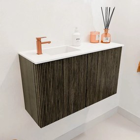 Mondiaz Joya 70cm toiletmeubel shadow met wastafel faye links 1 kraangat talc