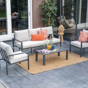 Garden Impressions Durban loungeset 4-delig - donker grijs - desert sand