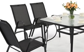 Tuintafel Modena zwart voor 6 personen met vierkante tafel Garden Point