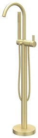 IVY Pact Badmengkraan vrijstaand met draaibare uitloop, slang 150cm en Staafhanddouche Geborsteld mat goud PVD 6303074