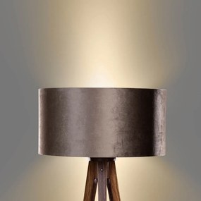 Vloerlamp tripod walnoot hout met velours kap bruin 50cm - Tripod Classic Klassiek / Antiek, Landelijk E27 Scandinavisch rond Binnenverlichting Lamp