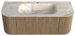 Mondiaz Kurve-dlux 120cm badmeubel ronding links/rechts dusk met 1 lade en 2 deuren en wastafel big small midden 1 kraangat frappe