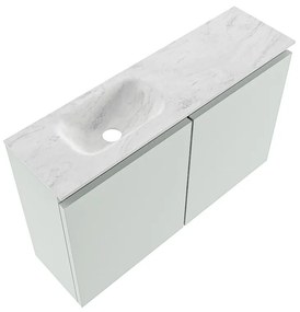 Mondiaz Ture DLux toiletmeubel 80cm greey met wastafel opalo links met kraangat