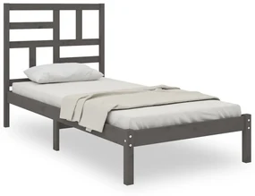 vidaXL Bedframe massief hout grijs 75x190 cm 2FT6 Small Single