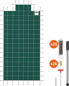 VEVOR Zwembadafdekking 5,5 x 10,4 m, geschikt voor 4,9 x 9,8 m rechthoekige winterafdekking voor in de grond, groen netweefsel, solide zwembadveiligheidsafdekking voor zwembaden