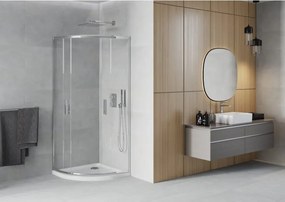Mexen Rio halfronde douchecabine 90 x 90 cm, transparant, chroom + Flat douchebak, wit - 863-090-090-01-00-4110