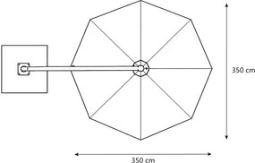 Platinum Challenger zweefparasol 3.5m T2 (excl. voet) licht grijs