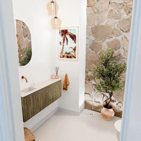 Mondiaz Joya DLux 110cm toiletmeubel ronding rechts dusk met wastafel faye links zonder kraangat meli