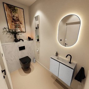 Mondiaz Ture DLux toiletmeubel 60cm plata met wastafel opalo midden met kraangat