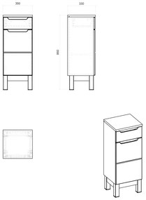 Comad Bali Grey 810 FSC kolomkast 86x35cm eiken/antraciet