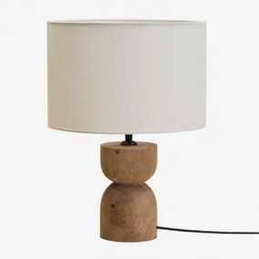 Mangohouten Tafellamp Diniz ?18 Cm & Wit Ø30 Cm - ?20 Cm Arlina - Sklum