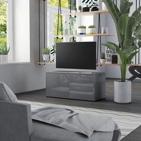 vidaXL Tv-meubel 80x34x36 cm spaanplaat hoogglans grijs