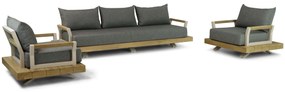 Stoel en Bank Loungeset 5 personen Aluminium/Teak Old teak greywash  Santika Furniture Santika