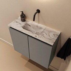 Mondiaz Ture DLux toiletmeubel 60cm smoke met wastafel glace midden zonder kraangat