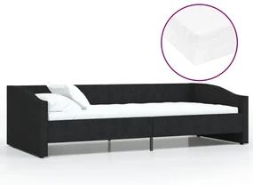 vidaXL Slaapbank met matras en USB stof zwart 90x200 cm