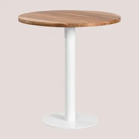 Ronde Barkruk Van Macchiato Acaciahout Ø70 Cm & Wit - Sklum