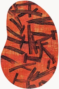 Wasbaar jacquard in- & outdoor vloerkleed Kanji in organische vorm