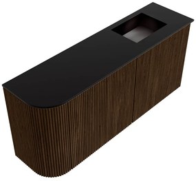 Mondiaz Joya 90cm toiletmeubel ronding links walnut met wastafel faye rechts 1 kraangat urban
