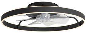Plafondventilator zwart 70cm incl. LED dimbaar met afstandsbediening - Maddy