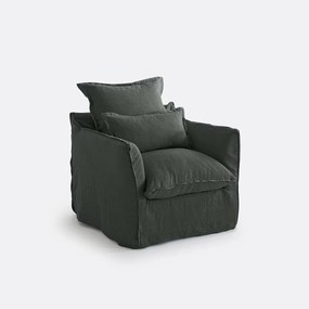 Fauteuil, afneembare hoezen, in gekreukt linnen, Odna