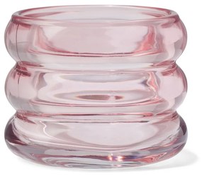HEMA Sfeerlichthouder Donut Ø8x6 Roze Glas (roze)
