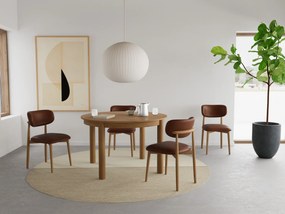 AVLO Eco-leer Retro Brandy/gelakt eiken frame – HOUTEN STOEL VOOR WOONKAMER, EETKAMER, KEUKEN RETRO