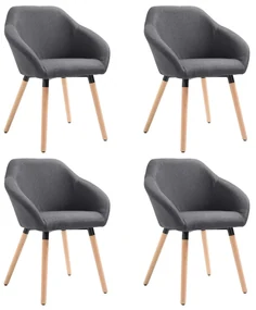 vidaXL Eetkamerstoelen 4 st stof donkergrijs