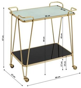 Kare Design West Coast Gouden Serveertrolley - 60 X 37cm.