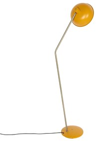 Retro vloerlamp geel met brons - Milou