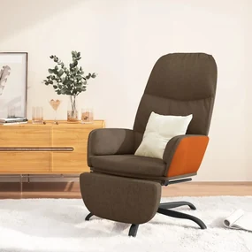 vidaXL Relaxstoel met voetenbank stof bruin