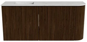 Mondiaz Joya DLux 90cm toiletmeubel ronding rechts walnut met wastafel faye links 1 kraangat opalo