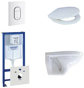 Adema Classico toiletset bestaande uit inbouwreservoir, toiletpot, toiletzitting en bedieningsplaat verticaal wit 0729205/0729242/4345100/0261520/