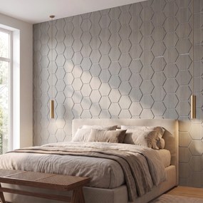 Hexagon Panel Grijs Walnoot met Grijs Vilt 81CM | Akoestisch | Wanddecor | Zeshoekig- Grijs vilt
