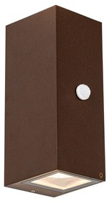 Wandlamp roestbruin 2-lichts AR70 IP44 met bewegingssensor - Baleno