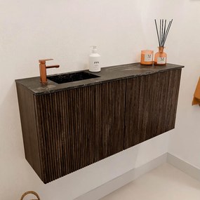 Mondiaz Joya DLux 90cm toiletmeubel walnut met wastafel faye links 1 kraangat lava