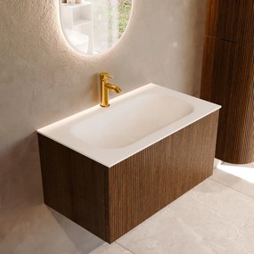Mondiaz Kurve 80cm badmeubel dusk met 1 lade en wastafel big small midden 1 kraangat