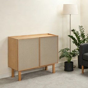 Kastje Eiken Met Stoffen Deuren 90 Cm - 90x40x60cm.