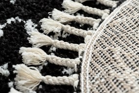 Tapijt BERBER ETHNIC G3802 ROND zwart / witrand ,  Barber , marokkaanse shaggy