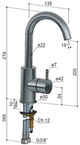 Hotbath Cobber wastafelkraan met draaibare uitloop wit mat