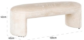 Richmond Interiors Fargo Luxe Bankje Zachte Chenille Stof Wit
