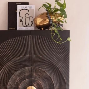Kare Design Madeira Dark Unieke Kast Zwart Hout Met Goud - 76x30x140cm.
